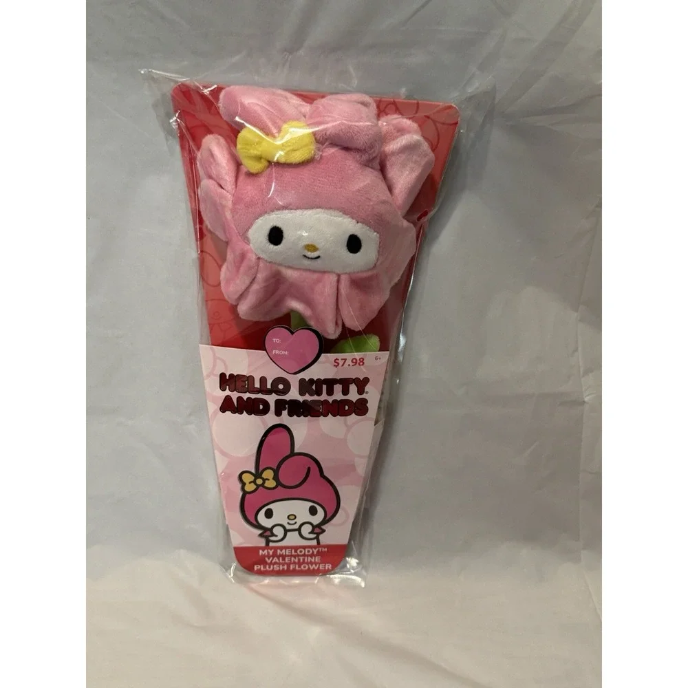 Hello Kitty & Friends My Melody Valentine's Day Plush Flower Bendable Stem New